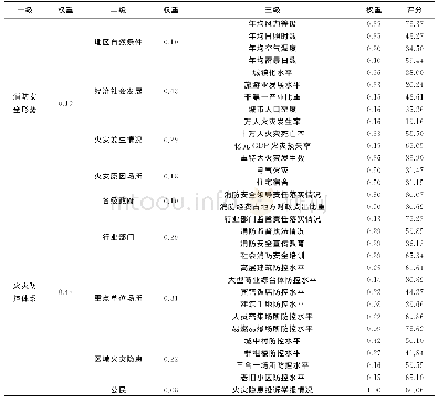 《表5 城市消防安全评估体系权重分布及评分表》