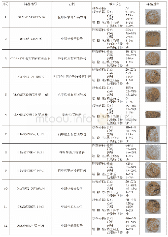 《附表一孝民屯遗址出土磨石和实验磨石的岩石薄片鉴定结果》