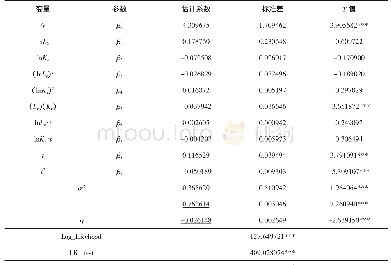 《表1 我国商贸流通业随机前沿生产函数估计结果（2001—2018年）》