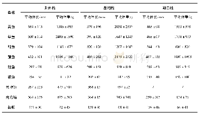表2 长江中游主要经济鱼类体长、体重值