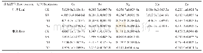 表7 不同处理水稻叶片和根系微量元素含量（mg·g-1)