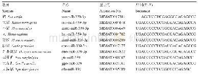 《表3 多个物种miR-339 (3p) 成熟体序列》