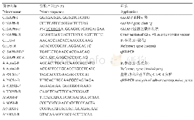 表1 引物信息：陆地棉胁迫相关蛋白基因GhSAP8的克隆及其耐盐性分析