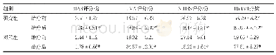 《表2 两组患者治疗前后MAS、FMA、NIHSS评分及Barthel指数比较》