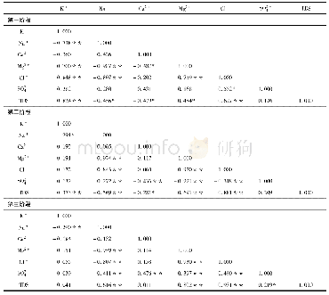 表2 不同阶段卤水样品离子含量相关系数矩阵