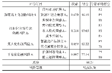 表9 风险等级评价专家打分汇总