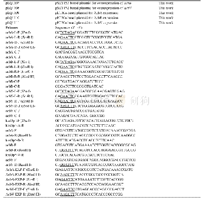 表1.实验中所用菌株、质粒和引物