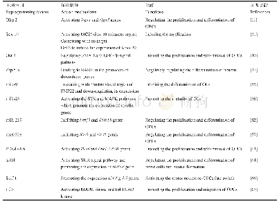 《表2 i OPCs生成所涉及主要重编程因子的作用机理及功能》