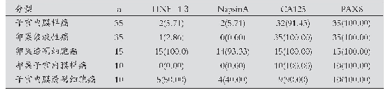 《表1 不同病理类型患者四种蛋白阳性表达率比较[n(%)]》