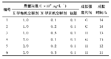 表3 不同质量浓度M+K型复合交联剂凝胶配方表