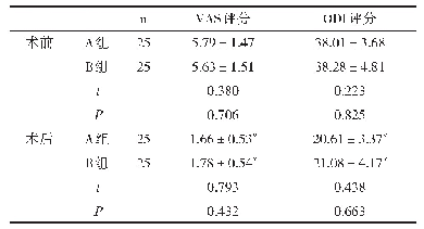 表2 两组疼痛程度、腰椎功能对比（±s，分）