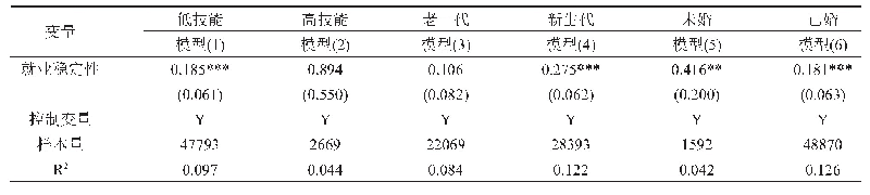 《表5 异质性分析：就业稳定性与农民工消费：理论解释与经验证据》