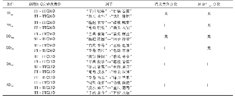 表1 每个实验条件的刺激构成形式及例子参照表