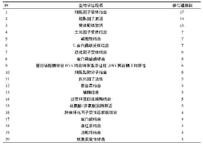 表1 血必清注射液治疗2019-n Co V感染合并心肌炎的主要生物学过程(前20个)