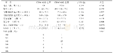 《表1 CD34-与CD34+AML患者的资料比较》