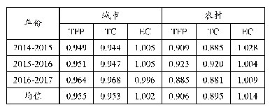 表5 2014-2017年全国城乡学前教育全要素生产率指数及其分解