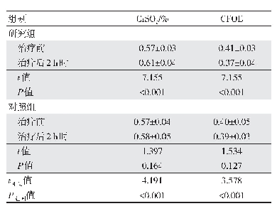 表1 两组患儿脑氧代谢评估比较（n=80,±s)