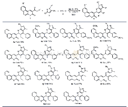 《表2 香豆素修饰[4,3-d]吡唑并[3,4-b]吡啶衍生物4的合成a》