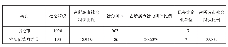 《表1 沧源县社会组织基本情况一览表》