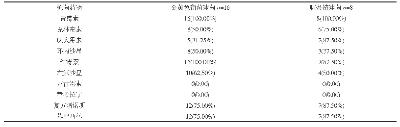 表2 革兰氏阳性菌株对常见药物的耐药性[例(%)]