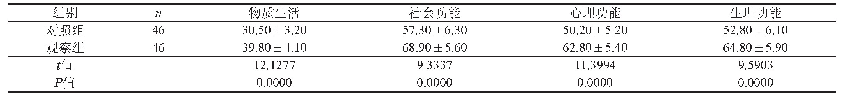 表3 两组护理后的生活质量评分比较（分，±s)