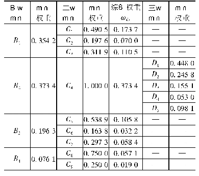 《表1 风险评估指标体系计算结果》