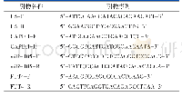 表1 各引物的引物序列
