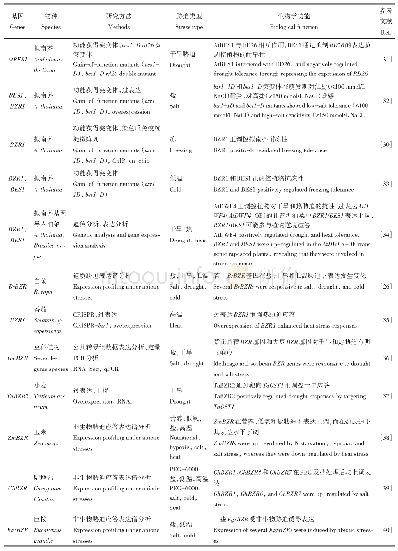 表1 植物中与非生物胁迫应答相关的BZR转录因子