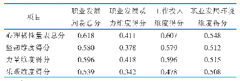 表2 护士心理韧性与职业发展的相关性分析（r值，n=70 932)