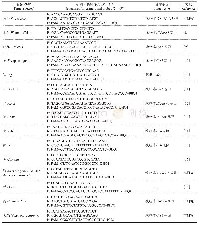 表2 本研究中引物和探针序列