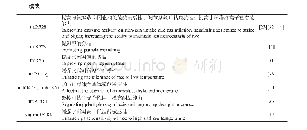 《表1 水稻产量与胁迫相关的miRNA及功能》