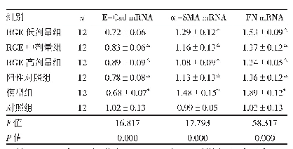 表2 6组肾脏组织中E-Cad、α-SMA、FN m RNA水平比较