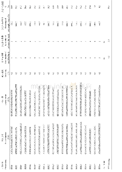 《表4“华南”20对SSR引物序列及其扩增结果Ta b l e420SSRp r i m e r s a n d t\n\t\t\t\t\t\t\th e i r a m p l i