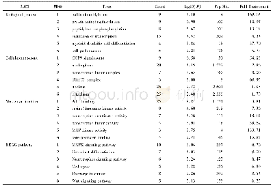 表4 LFSMR药对治疗RP靶基因GO富集及KEGG通路富集分析