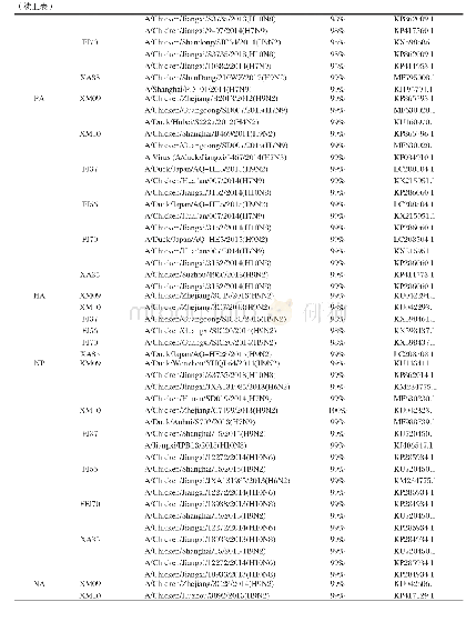 表7 与分离株核苷酸序列同源性最高的GenBank中的毒株