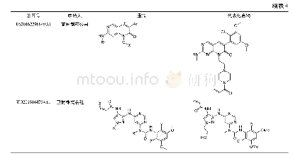 表4 蓝图药品和日本卫材公司FGFR抑制剂相关专利申请