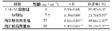 表1 各组鼻咽癌CNE-2Z细胞A值和存活率比较(±s,n=6)
